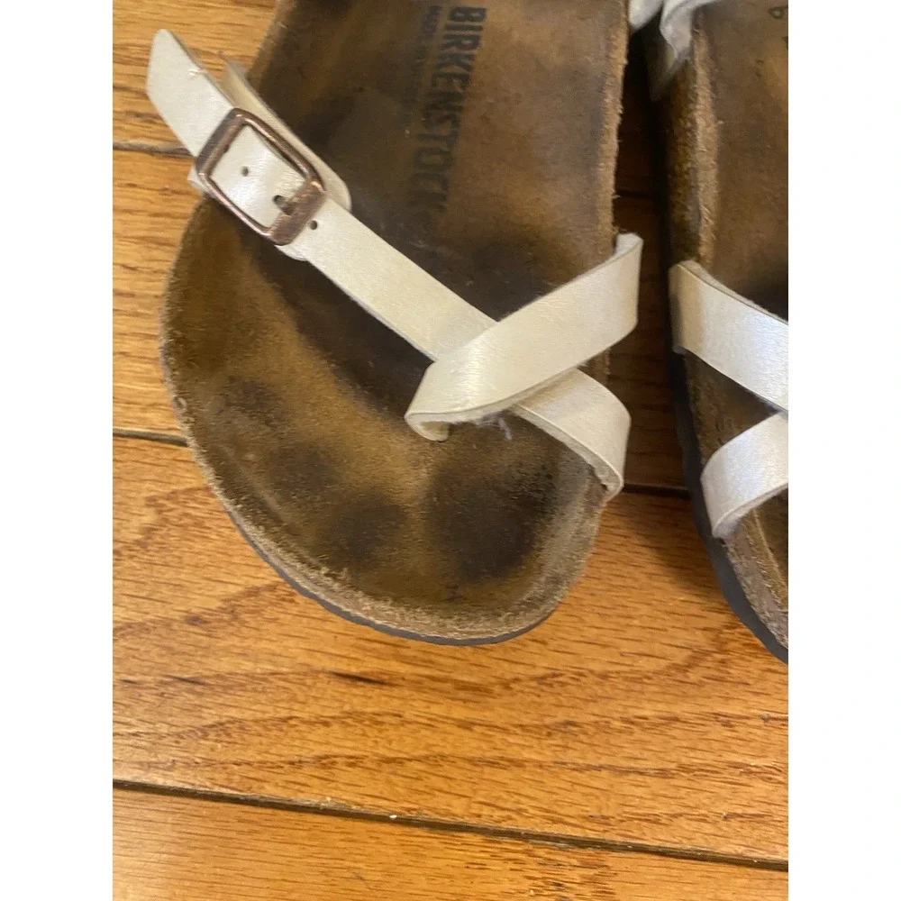 Birkenstock Mayori Slide Sandal Leather Size 38 White